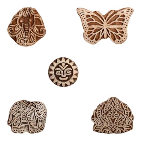 Set of 5 Piece New Mix Wooden Printing Block